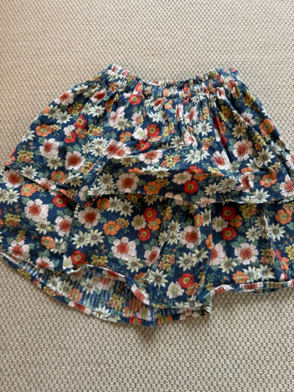 Bonton Floral Tiered Mini Skirt in Navy - size 10